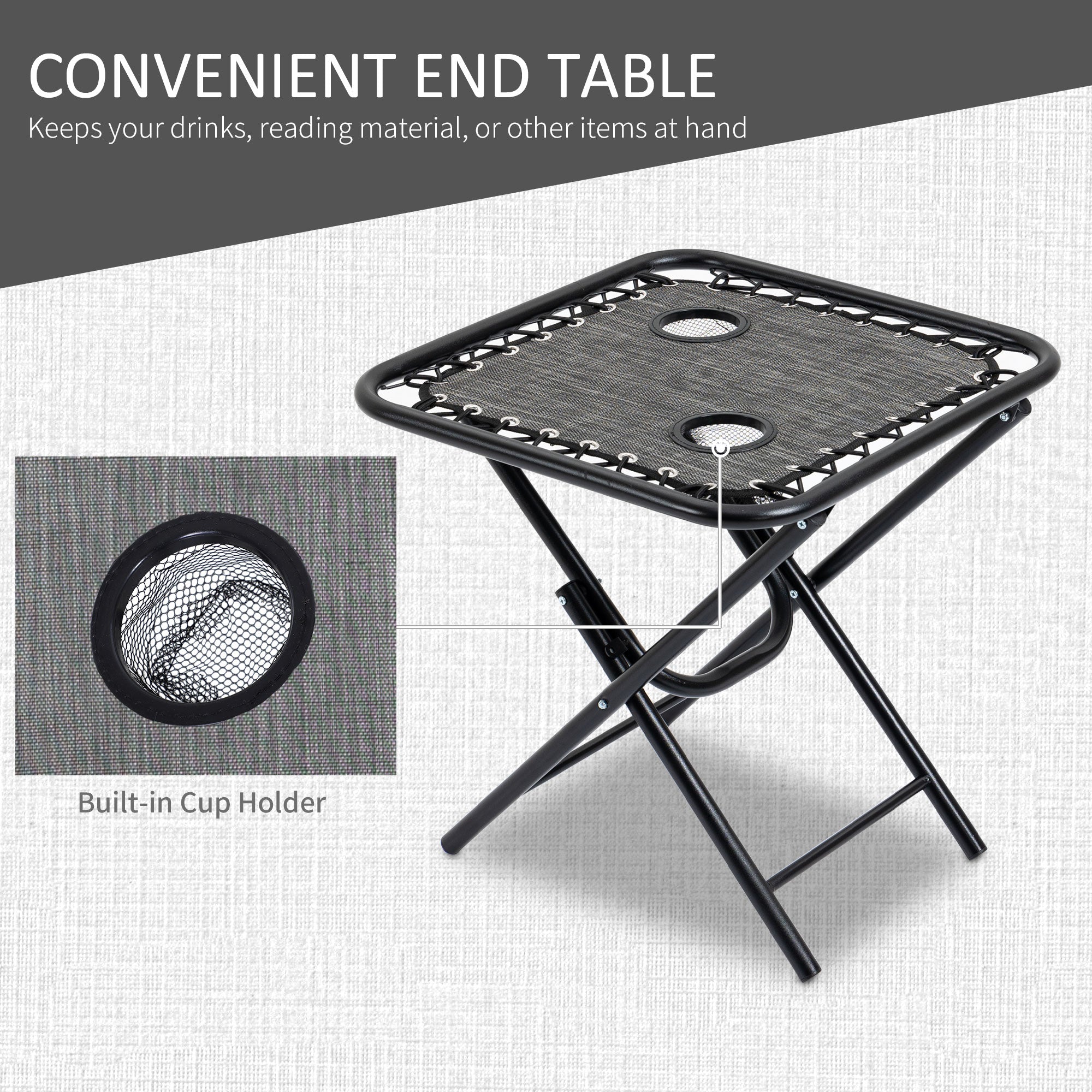 Outsunny Zero Gravity Chair Set of 2 with Side Table, Folding Lounge Chair with Cupholders & Pillows, Patio Chair Set for Pool, Backyard, Lawn, Beach, Grey