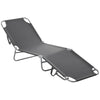 Outsunny Folding Outdoor Lounge Chair, Portable Reclining Beach Lounger with Breathable Mesh Fabric, Sun Lounge Bed Camping Cot for Patio, Garden, Poolside, Grey