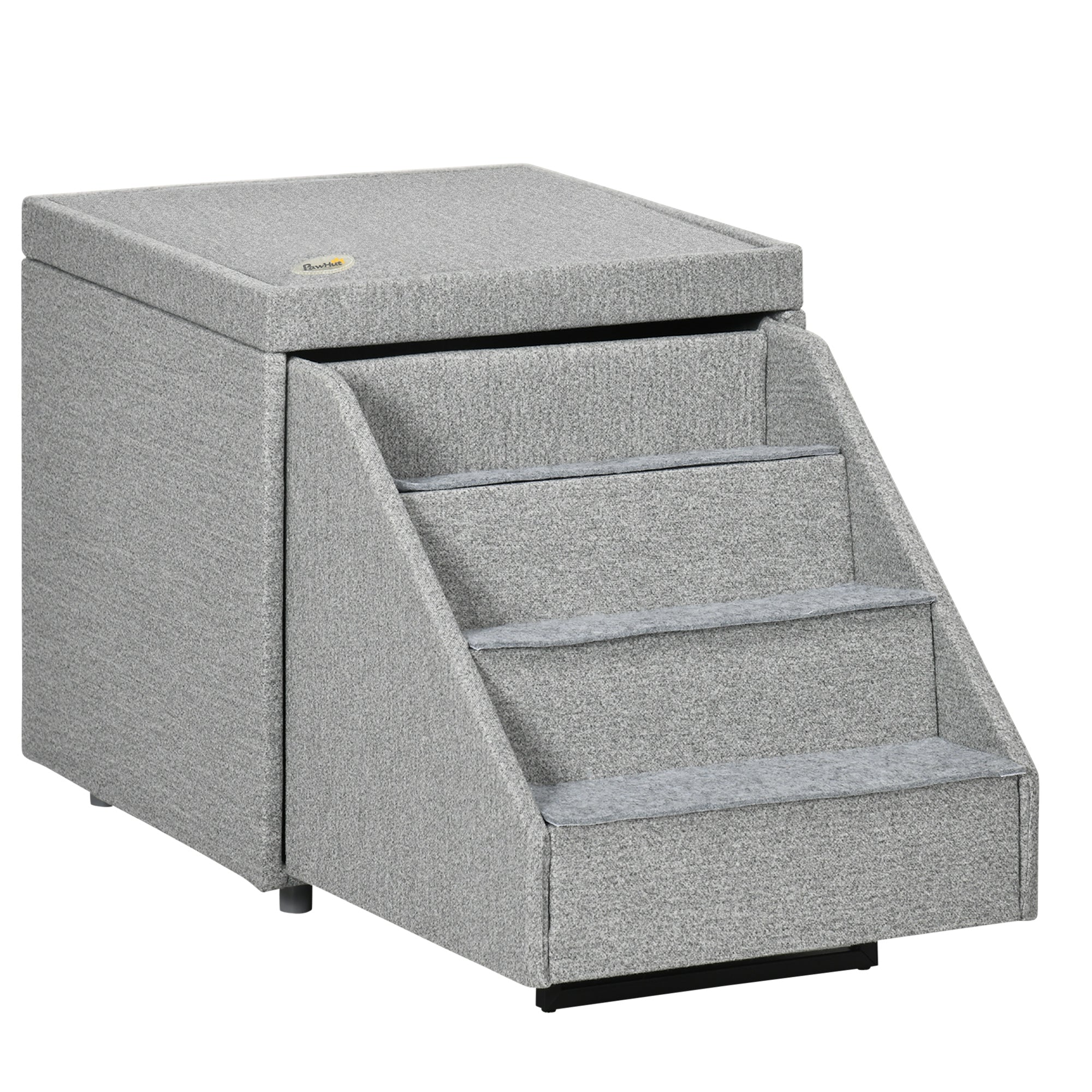 PawHut 2 in 1 Dog Stairs Ottoman, Multi-purpose Pet Stair with Storage for Small Medium Dogs Cats, Non-slip Dog Steps for Couch, High Beds and Sofa