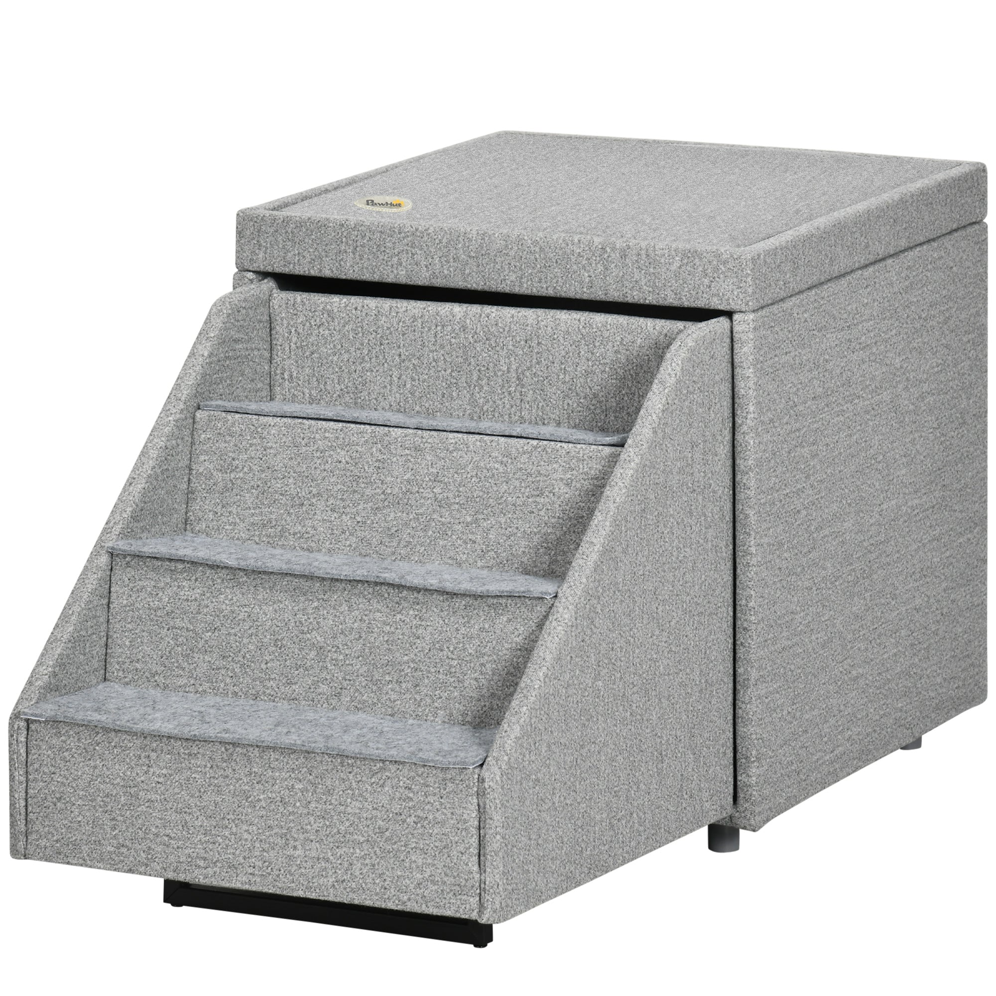PawHut 2 in 1 Dog Stairs Ottoman, Multi-purpose Pet Stair with Storage for Small Medium Dogs Cats, Non-slip Dog Steps for Couch, High Beds and Sofa