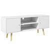 HOMCOM TV Stand Cabinet for TVs up to 55 Inches, Entertainment Unit with Storage Shelves and Wood Legs for Living Room, White