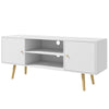 HOMCOM TV Stand Cabinet for TVs up to 55 Inches, Entertainment Unit with Storage Shelves and Wood Legs for Living Room, White