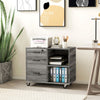 HOMCOM 3 Drawer Lateral Filing Cabinet with Charging Station and USB Ports, Mobile Printer Stand with Open Storage Shelf, Locking File Cabinet for A4, Letter Size, Grey