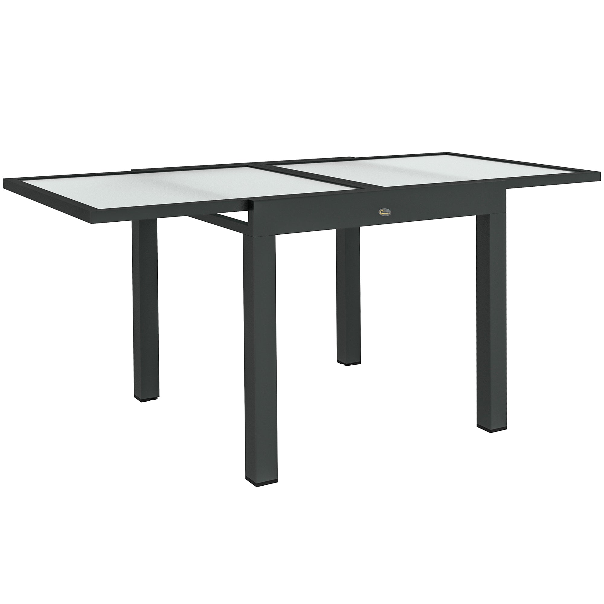 Outsunny 63" Extendable Outdoor Dining Table Patio Table with Aluminum Frame and Tempered Glass Tabletop, Clear
