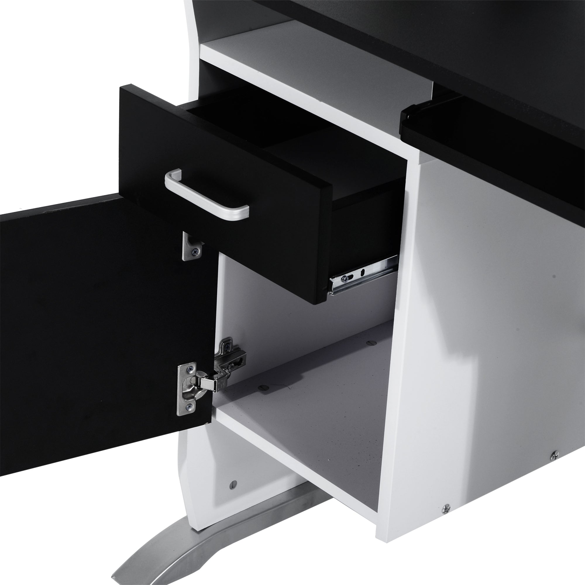 HOMCOM Computer Desk Table Home Office Furniture with Keyboard Tray and CPU Stand, Black and White