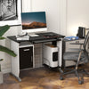 HOMCOM Computer Desk Table Home Office Furniture with Keyboard Tray and CPU Stand, Black and White