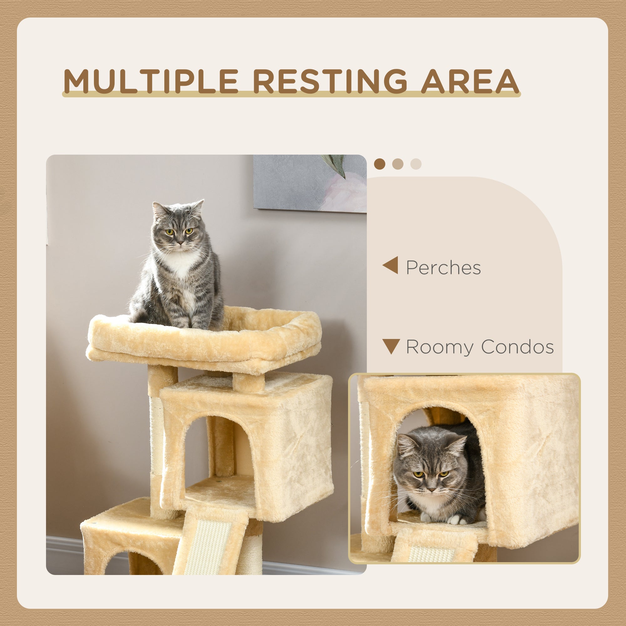 PawHut Cat Tree for Indoor Cats 83cm Cat Scratching Post Scratch Board Kitten Tower Climbing Frame Cream White
