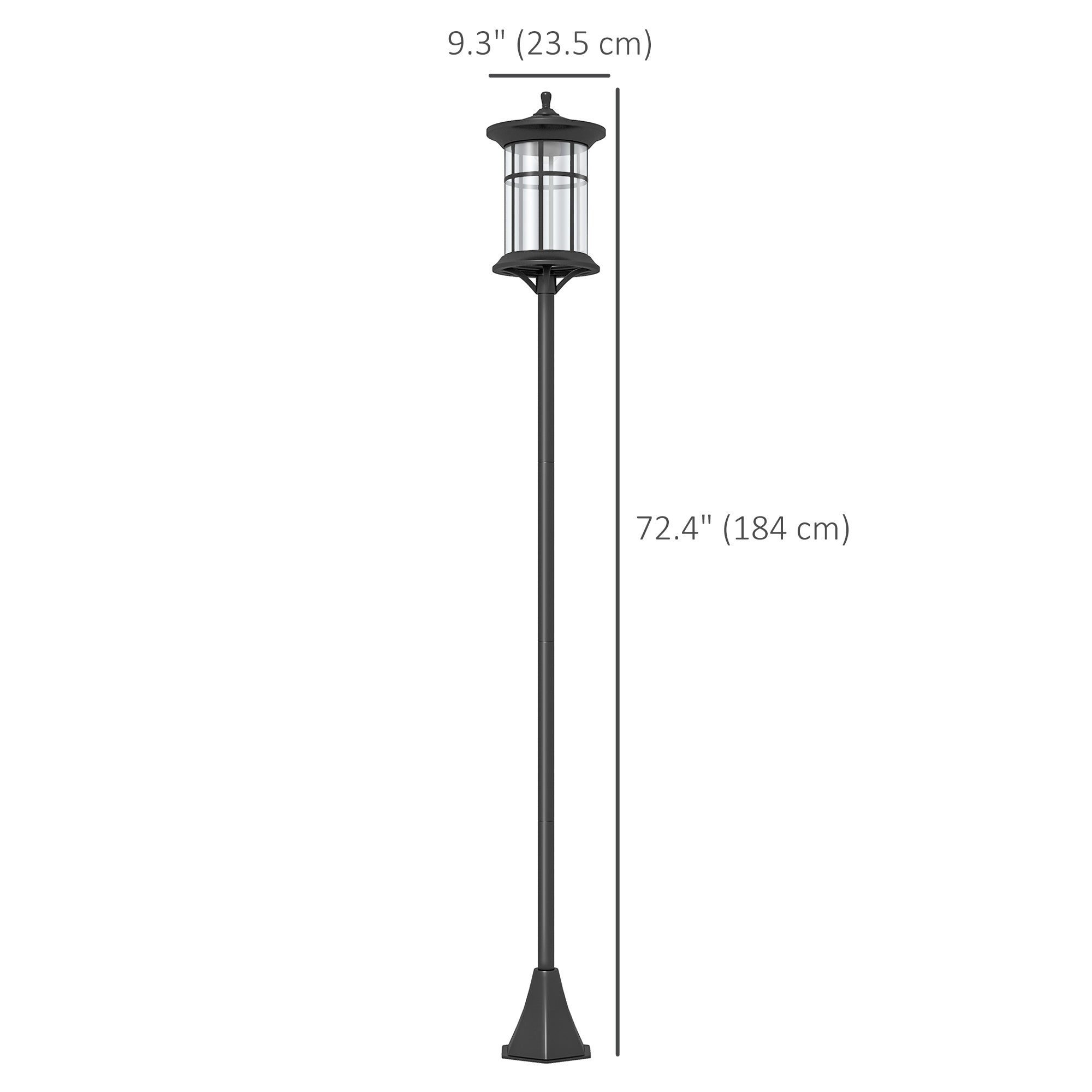 Outsunny Solar Lamp Post Light, 72" LED Outdoor Street Light, Waterproof IP44 for Patio, Garden, Backyard, Pathway, Cool White