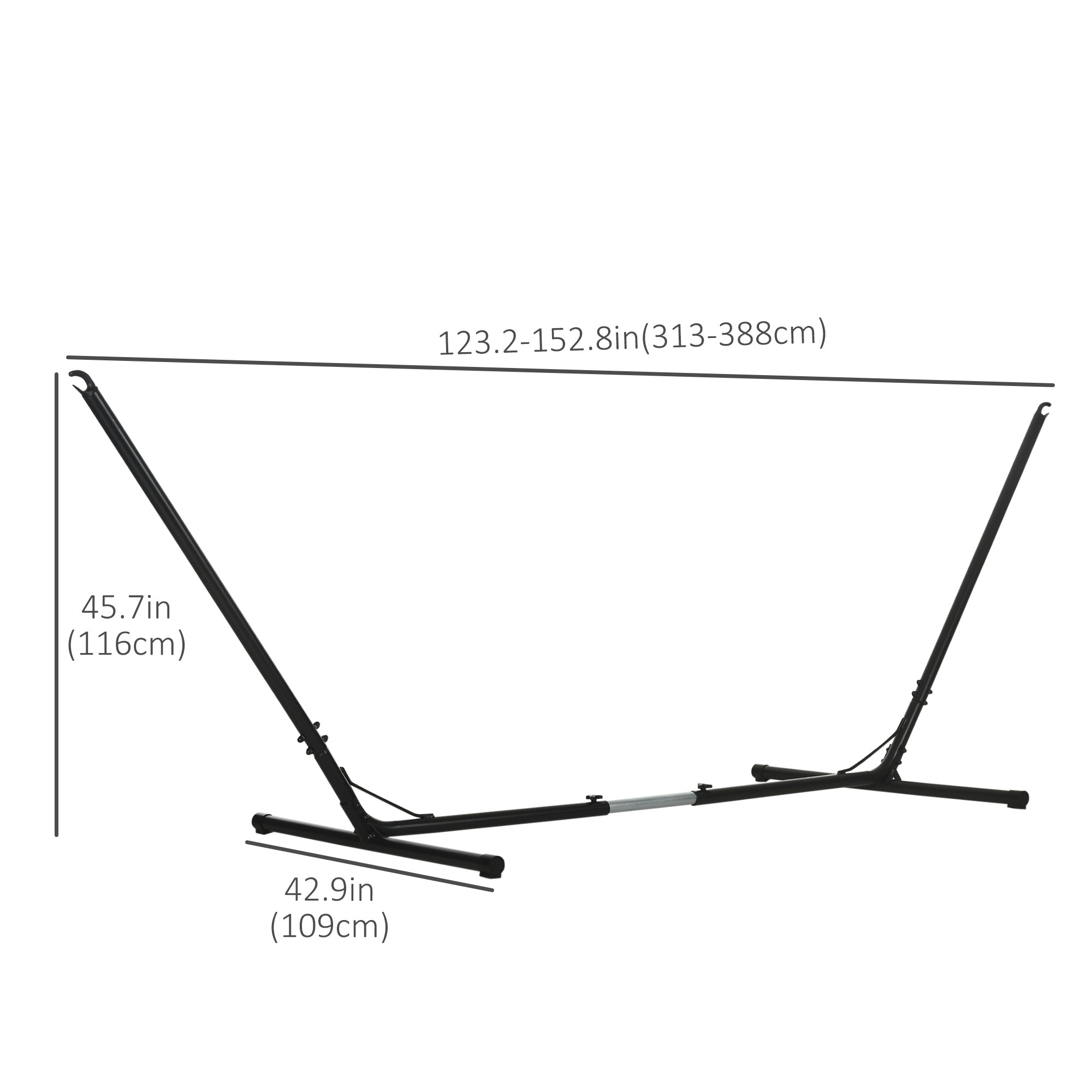 Outsunny Adjustable Hammock Stand, Fits 10-13 ft Hammocks Up to 264lbs Capacity,Black
