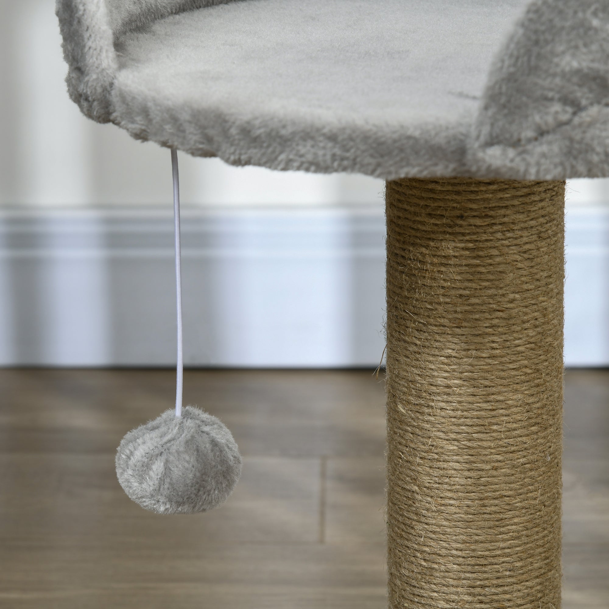 PawHut Cat Tree Cat Scratching Post for Indoor Cats Kitten Play Tower Activity Centre Climbing Stand with Dangling Ball Grey