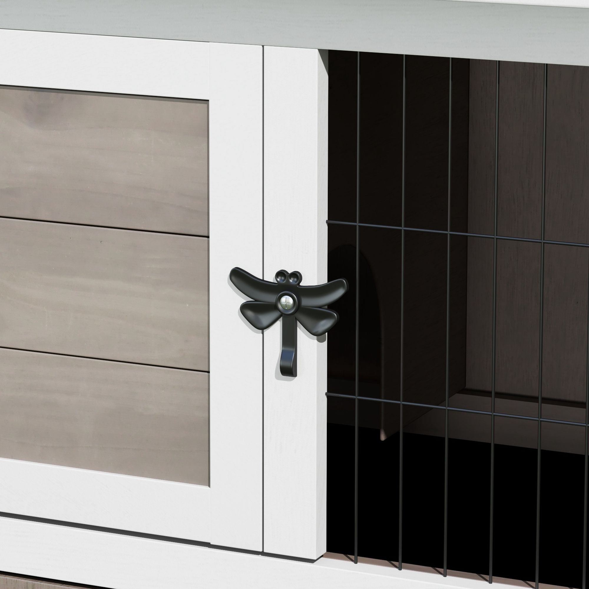 Pawhut Wooden Guinea Pig Hutch, Small Animal Cage with Slide-out Tray, Openable Asphalt Roof, 84 x 43 x 70cm, Brown