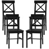 HOMCOM Dining Chairs Set of 4, Farmhouse Wooden Kitchen Chairs with Cross Back, Solid Structure for Dining Room, Black