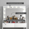 HOMCOM Vanity Table with Lighted Mirror, Makeup Table with Drawers, 3 Lighting Modes, 10 Bulbs, Modern Dressing Table for Bedroom, White
