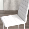 HOMCOM Modern Dining Chairs Set of 6, Upholstered PU Leather Kitchen Chairs with Channel Tufting and Metal Legs for Living Room, Dining Room, Bedroom, White