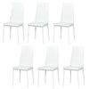 HOMCOM Modern Dining Chairs Set of 6, Upholstered PU Leather Kitchen Chairs with Channel Tufting and Metal Legs for Living Room, Dining Room, Bedroom, White