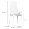 HOMCOM Modern Dining Chairs Set of 6, Upholstered PU Leather Kitchen Chairs with Channel Tufting and Metal Legs for Living Room, Dining Room, Bedroom, White