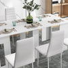 HOMCOM Modern Dining Chairs Set of 6, Upholstered PU Leather Kitchen Chairs with Channel Tufting and Metal Legs for Living Room, Dining Room, Bedroom, White