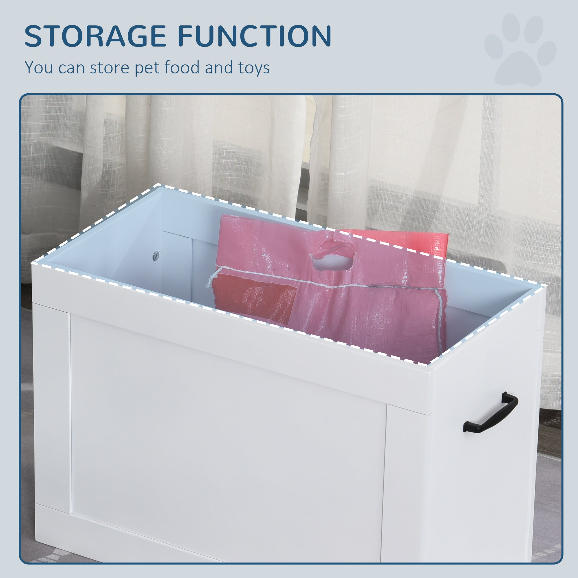 PawHut Elevated Dog Bowls for Large Dogs with Storage Dog Pet Diner Function 2 Stainless Steel Dog Bowls Elevated Base for Big-sized Dogs and Other Large Pets, White