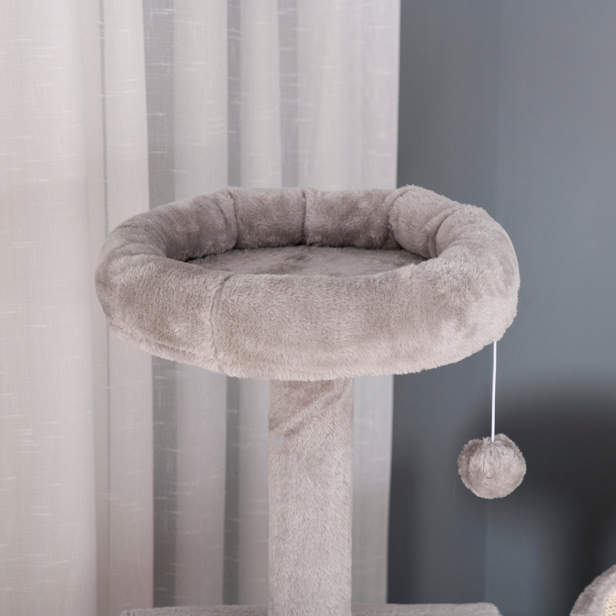 PawHut Cat Tree Tower for Indoor Cats 172cm Climbing Activity Centre Kitten with Jute Scratching Post Pad Condo Perch Hanging Balls Tunnel Teasing Rope Toy Light Grey