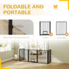 PawHut Dog Playpen, 30"H Pet Playpen, 5 Panels Puppy Exercise Pen Heavy Duty with Dog Gate & Cat Door, Indoor Outdoor Foldable Portable Dog Fence for Small & Medium Dogs