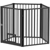 PawHut Dog Playpen, 30"H Pet Playpen, 5 Panels Puppy Exercise Pen Heavy Duty with Dog Gate & Cat Door, Indoor Outdoor Foldable Portable Dog Fence for Small & Medium Dogs