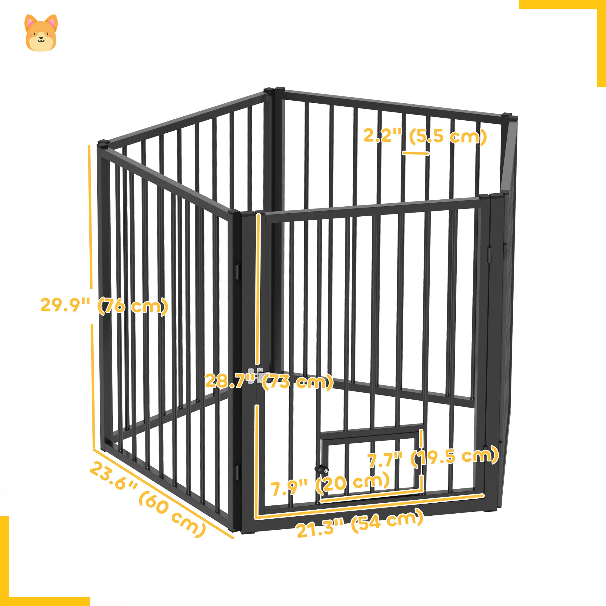 PawHut Dog Playpen, 30"H Pet Playpen, 5 Panels Puppy Exercise Pen Heavy Duty with Dog Gate & Cat Door, Indoor Outdoor Foldable Portable Dog Fence for Small & Medium Dogs