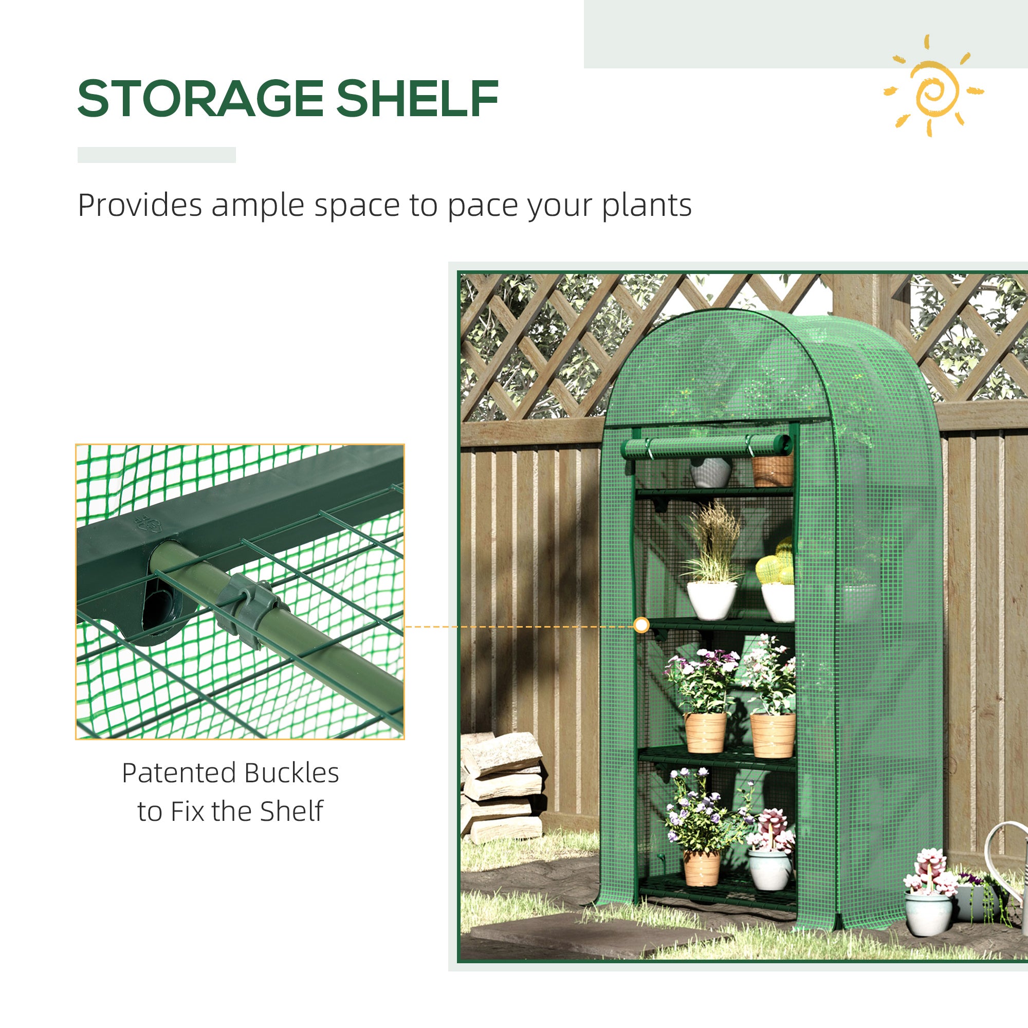 Outsunny 4-Tier Mini Greenhouse, Outdoor Portable Gardening Plant Green House with Storage Shelves, Roll-Up Zippered Door, Steel Frame and PE Cover, 31.5" x 19.3" x 63", Green