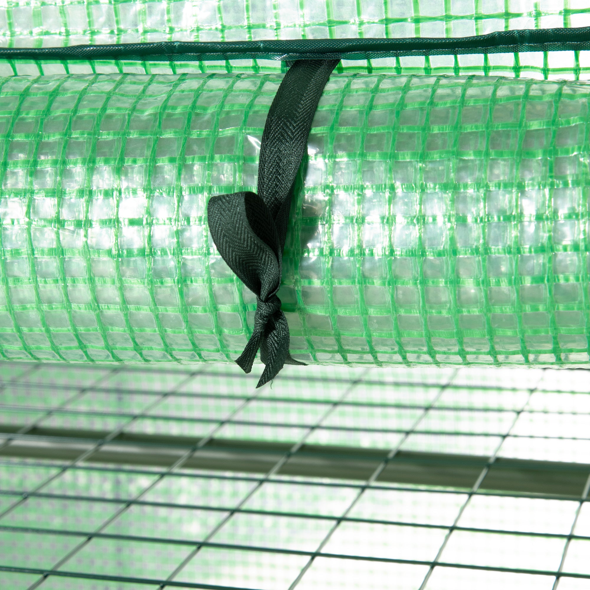 Outsunny 4-Tier Mini Greenhouse, Outdoor Portable Gardening Plant Green House with Storage Shelves, Roll-Up Zippered Door, Steel Frame and PE Cover, 31.5" x 19.3" x 63", Green