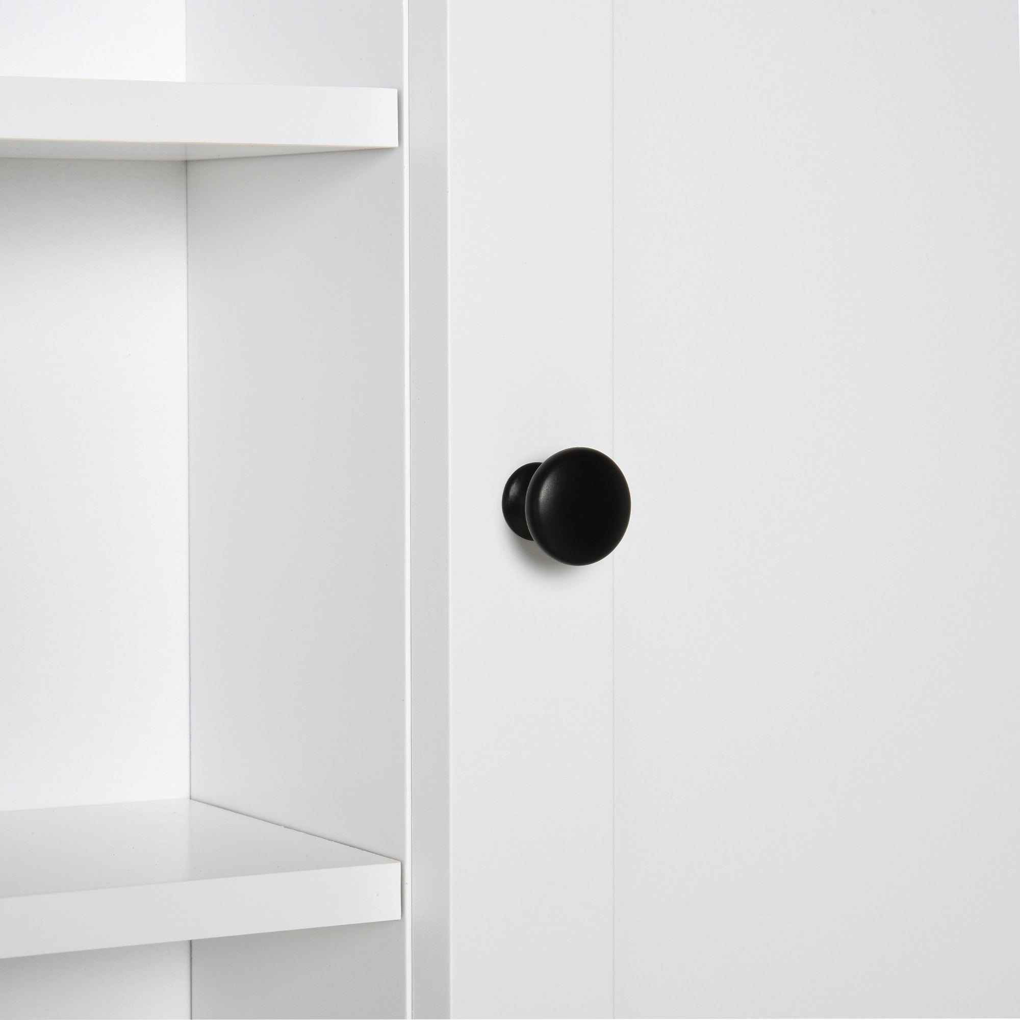 HOMCOM Modern Bathroom Wall Cabinet, Wall Mounted Medicine Cabinet with 3 Open Shelves and Storage Cupboard for Laundry Room Kitchen, White