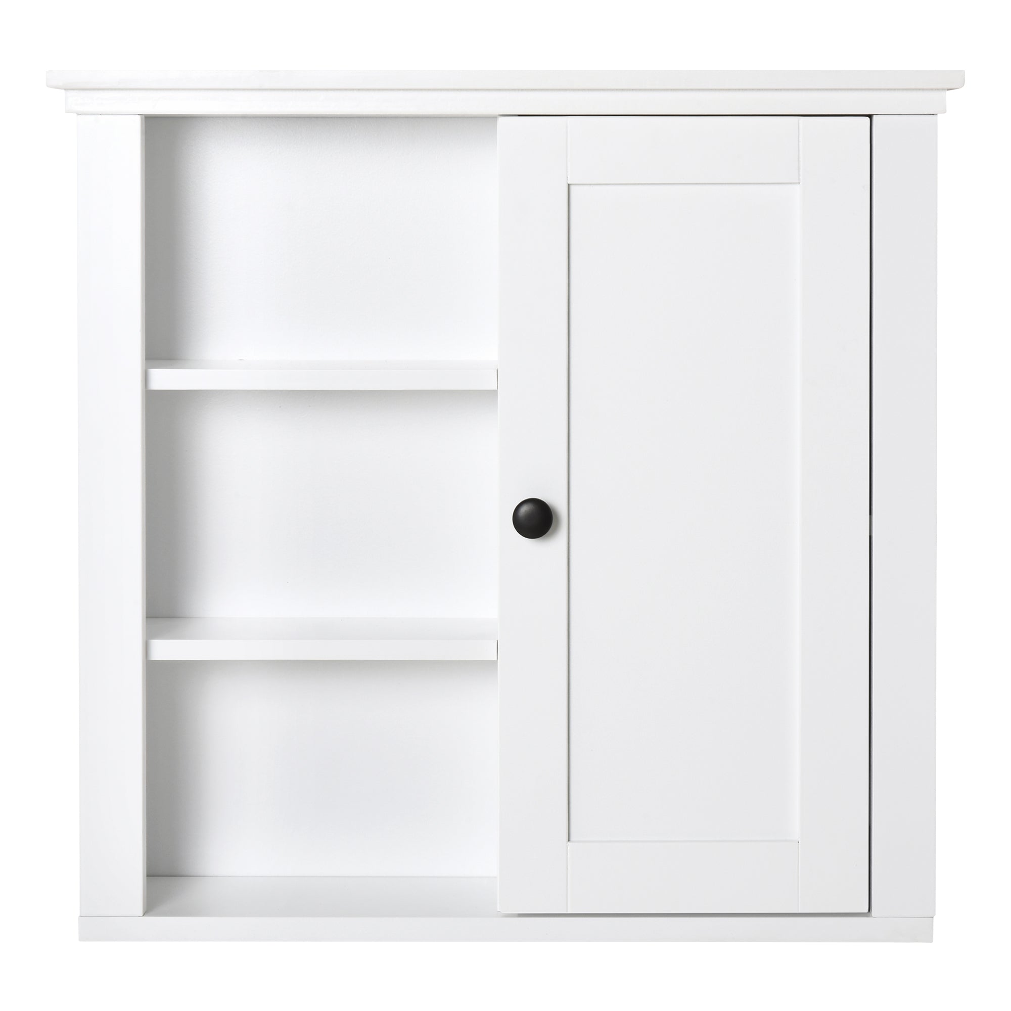 HOMCOM Modern Bathroom Wall Cabinet, Wall Mounted Medicine Cabinet with 3 Open Shelves and Storage Cupboard for Laundry Room Kitchen, White