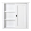 HOMCOM Modern Bathroom Wall Cabinet, Wall Mounted Medicine Cabinet with 3 Open Shelves and Storage Cupboard for Laundry Room Kitchen, White