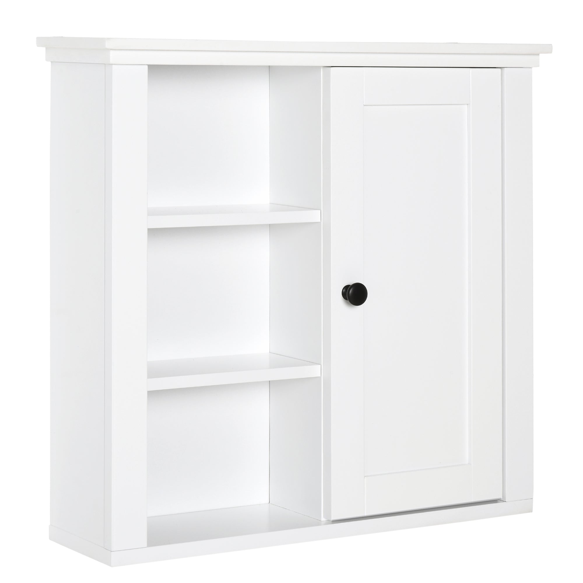 HOMCOM Modern Bathroom Wall Cabinet, Wall Mounted Medicine Cabinet with 3 Open Shelves and Storage Cupboard for Laundry Room Kitchen, White