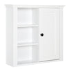 HOMCOM Modern Bathroom Wall Cabinet, Wall Mounted Medicine Cabinet with 3 Open Shelves and Storage Cupboard for Laundry Room Kitchen, White