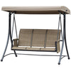 Outsunny 3 Person Porch Swing Outdoor Swing Chair with High Back Design, Side Pouches and Adjustable Canopy, Brown