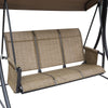 Outsunny 3 Person Porch Swing Outdoor Swing Chair with High Back Design, Side Pouches and Adjustable Canopy, Brown