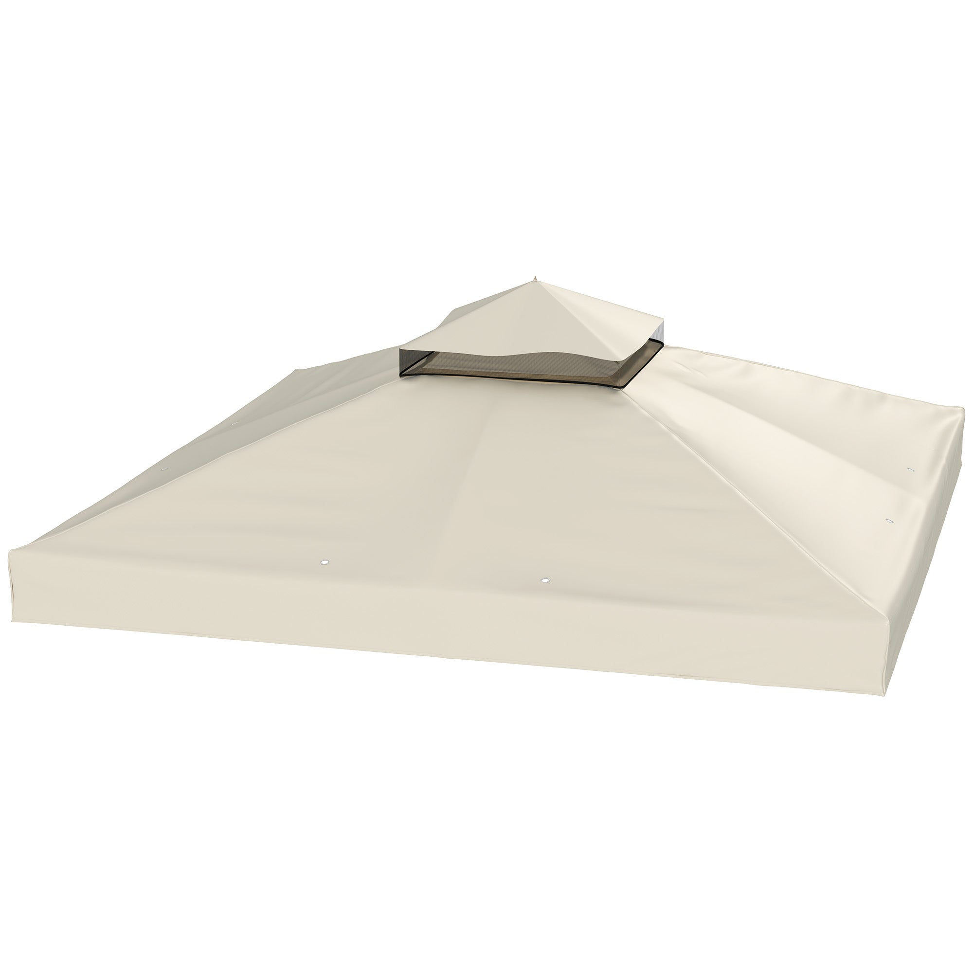 Outsunny 10' x 10' Gazebo Replacement Canopy Cover, 2-Tier Outdoor Gazebo Roof Replacement with Drain Holes, Water Resistant PVC Coating, 370g/㎡, UPF30+, TOP COVER ONLY, Cream