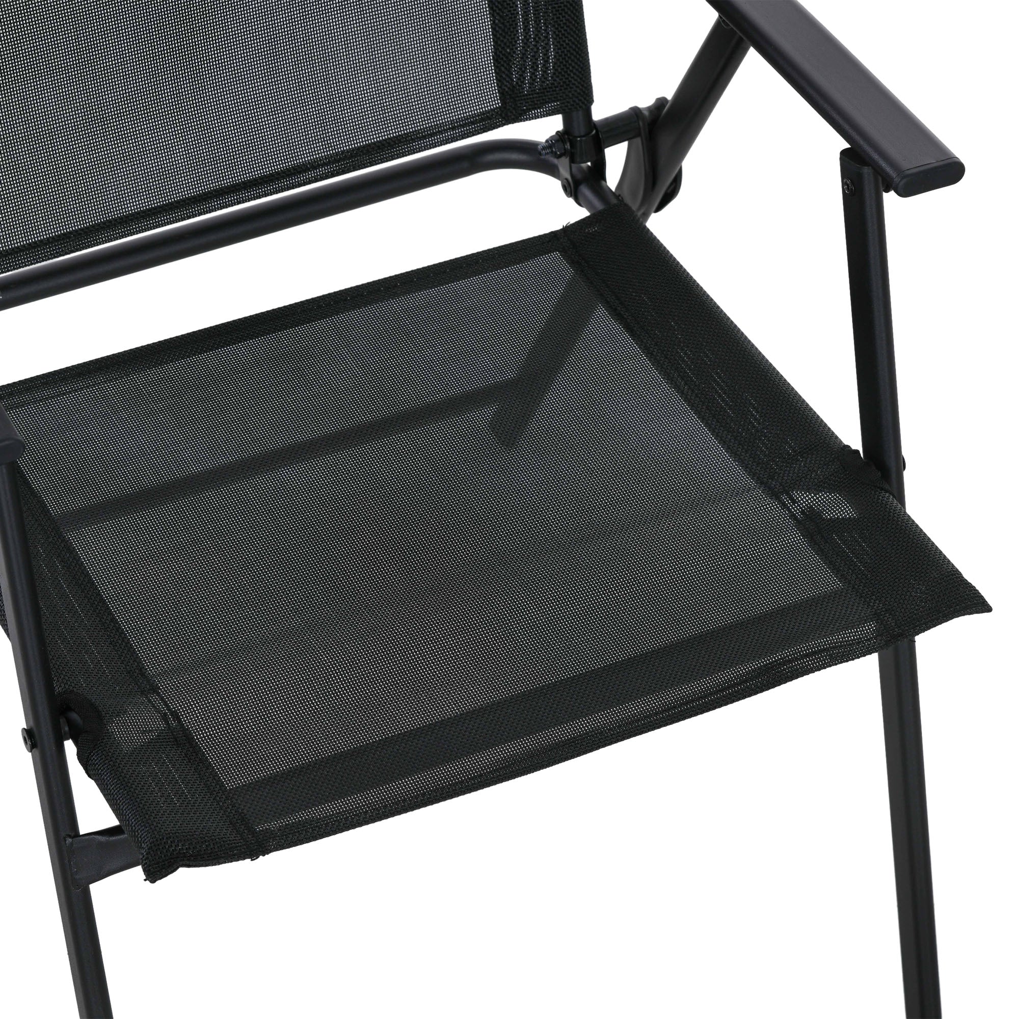 Outsunny 8 Piece Patio Dining Set for 6 with Umbrella, Outdoor Table and Chairs with 6 Folding Chairs with Mesh Seat and Rectangle Dining Table with Umbrella Hole, Black