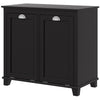 HOMCOM Tilt-Out Laundry Storage Cabinet, Bathroom Storage Organizer with Two-Compartment Tilt Out Hamper, Black