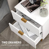 HOMCOM Nightstand, Bedside Table with 2 Drawers, Side End Table with Metal Legs for Bedroom, White