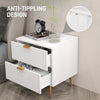 HOMCOM Nightstand, Bedside Table with 2 Drawers, Side End Table with Metal Legs for Bedroom, White