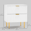 HOMCOM Nightstand, Bedside Table with 2 Drawers, Side End Table with Metal Legs for Bedroom, White