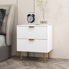 HOMCOM Nightstand, Bedside Table with 2 Drawers, Side End Table with Metal Legs for Bedroom, White