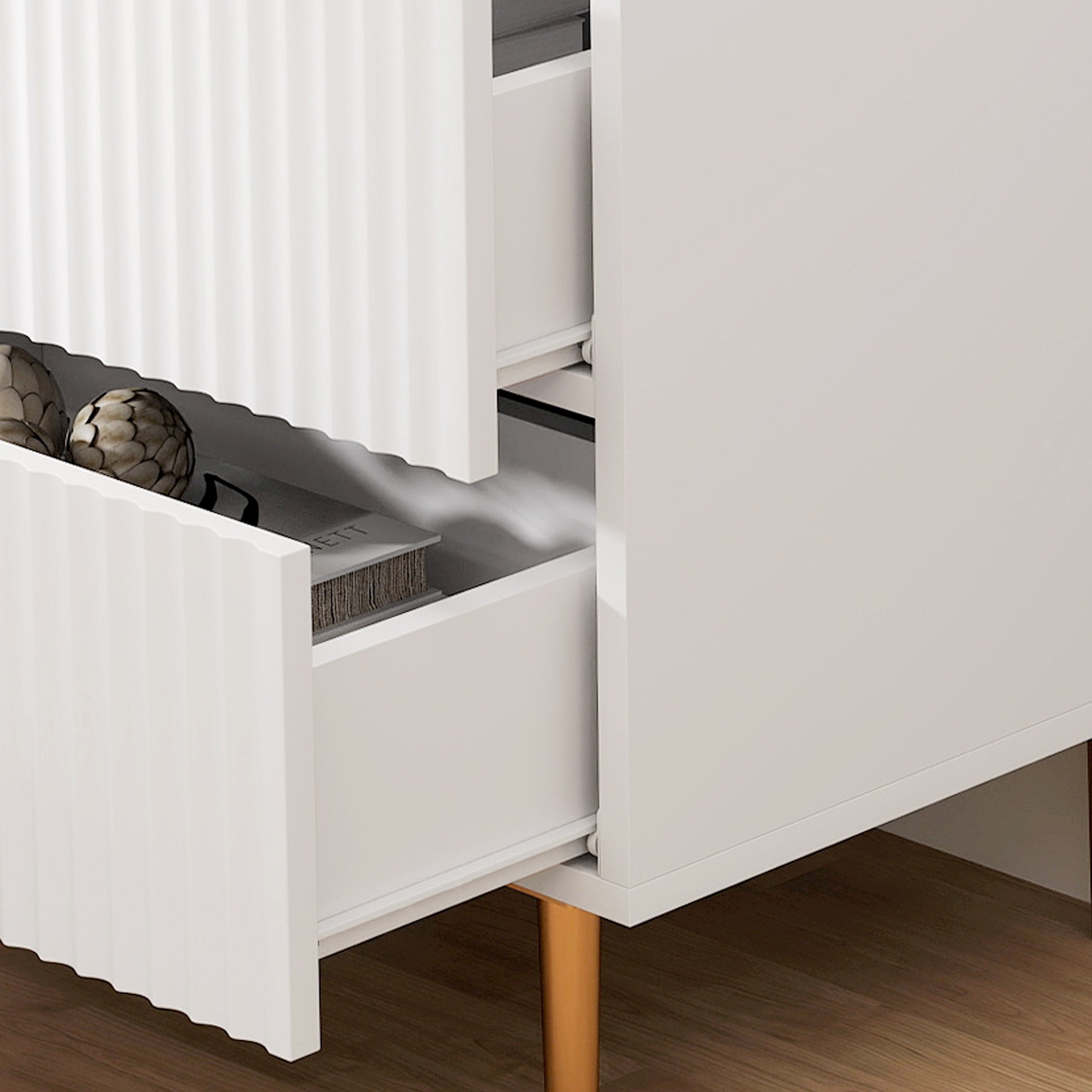 HOMCOM Nightstand, Bedside Table with 2 Drawers, Side End Table with Metal Legs for Bedroom, White