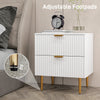 HOMCOM Nightstand, Bedside Table with 2 Drawers, Side End Table with Metal Legs for Bedroom, White