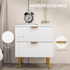 HOMCOM Nightstand, Bedside Table with 2 Drawers, Side End Table with Metal Legs for Bedroom, White