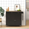 HOMCOM Kitchen Island with USB Ports & Power Outlets, Farmhouse Kitchen Cart with Wood Drop Leaf, Rolling Kitchen Island with 2 Drawers, Spice Rack and Adjustable Shelves, Black