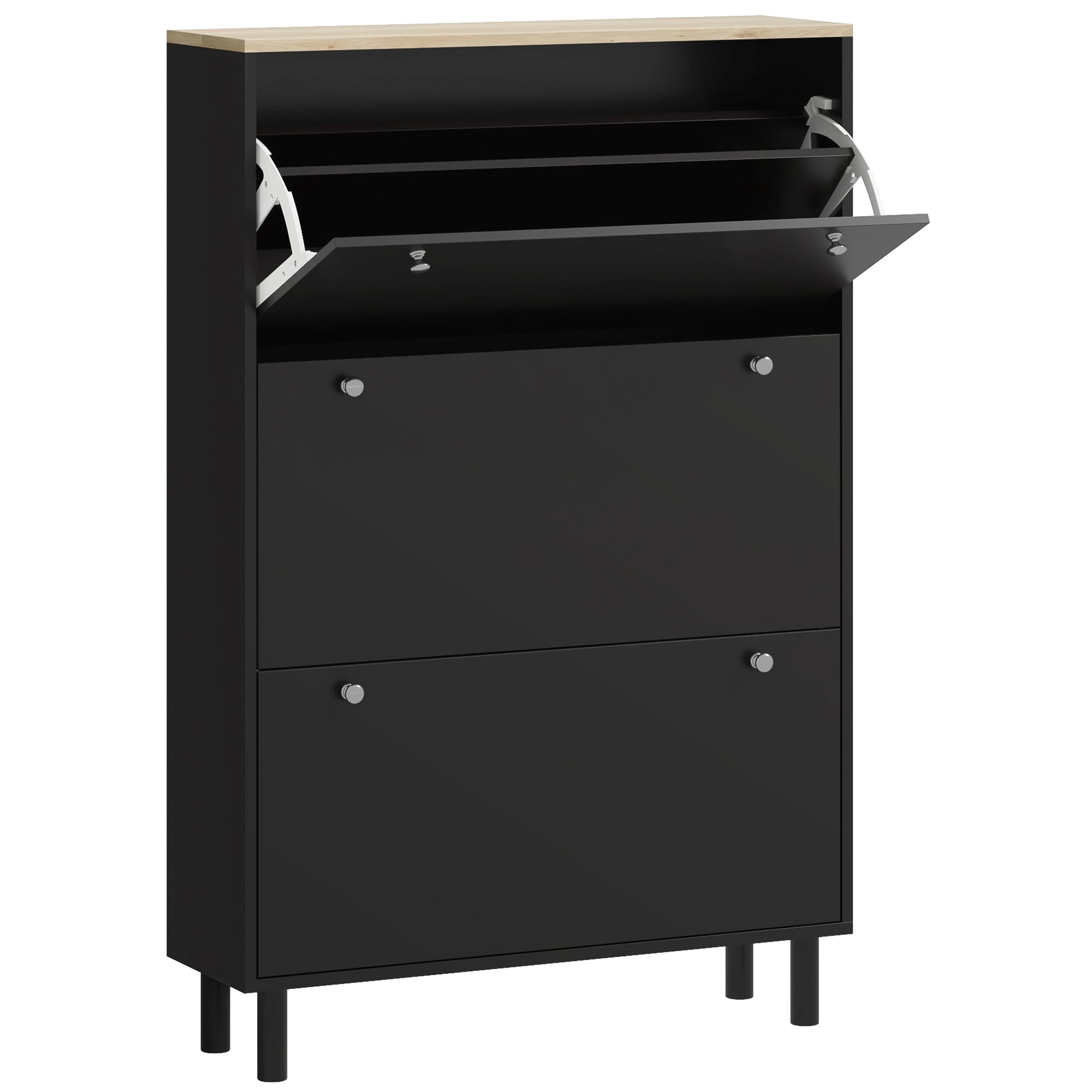 HOMCOM Shoe Cabinet, Narrow Shoe Storage Cabinet with 3 Flip Drawers and Adjustable Shelves for 24 Pairs of Shoes for Entryway, Hallway, Black