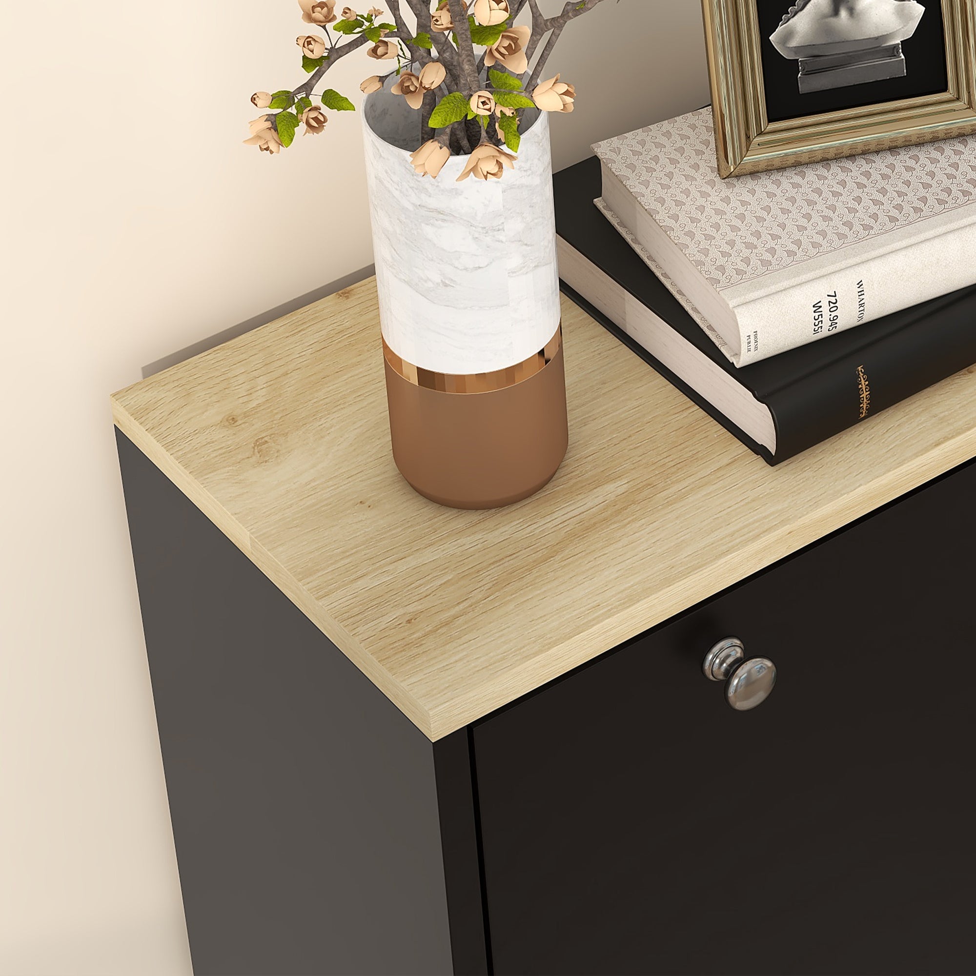 HOMCOM Shoe Cabinet, Narrow Shoe Storage Cabinet with 3 Flip Drawers and Adjustable Shelves for 24 Pairs of Shoes for Entryway, Hallway, Black