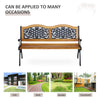 Outsunny 50" Garden Bench Porch Park Chair Cast Iron Hardwood
