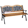 Outsunny 50" Garden Bench Porch Park Chair Cast Iron Hardwood